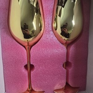 NEW Barbie Dreamhouse Collection Dragon Glassware Set 2 Gold Wine Glasses 60th